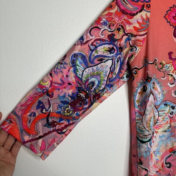 Soft Surroundings Reyes Tunic Top Size L Pink Floral Paisley Art to wear - Picture 5 of 7